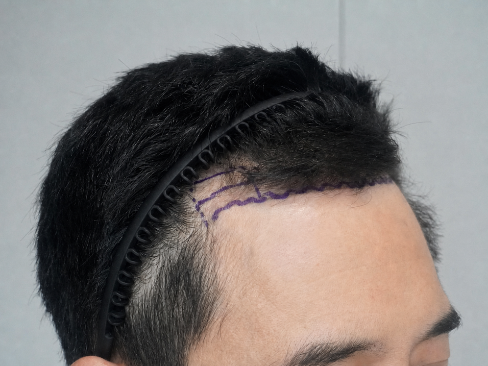 부산 비절개 모발이식 2500모 시술 전 좌측 사진